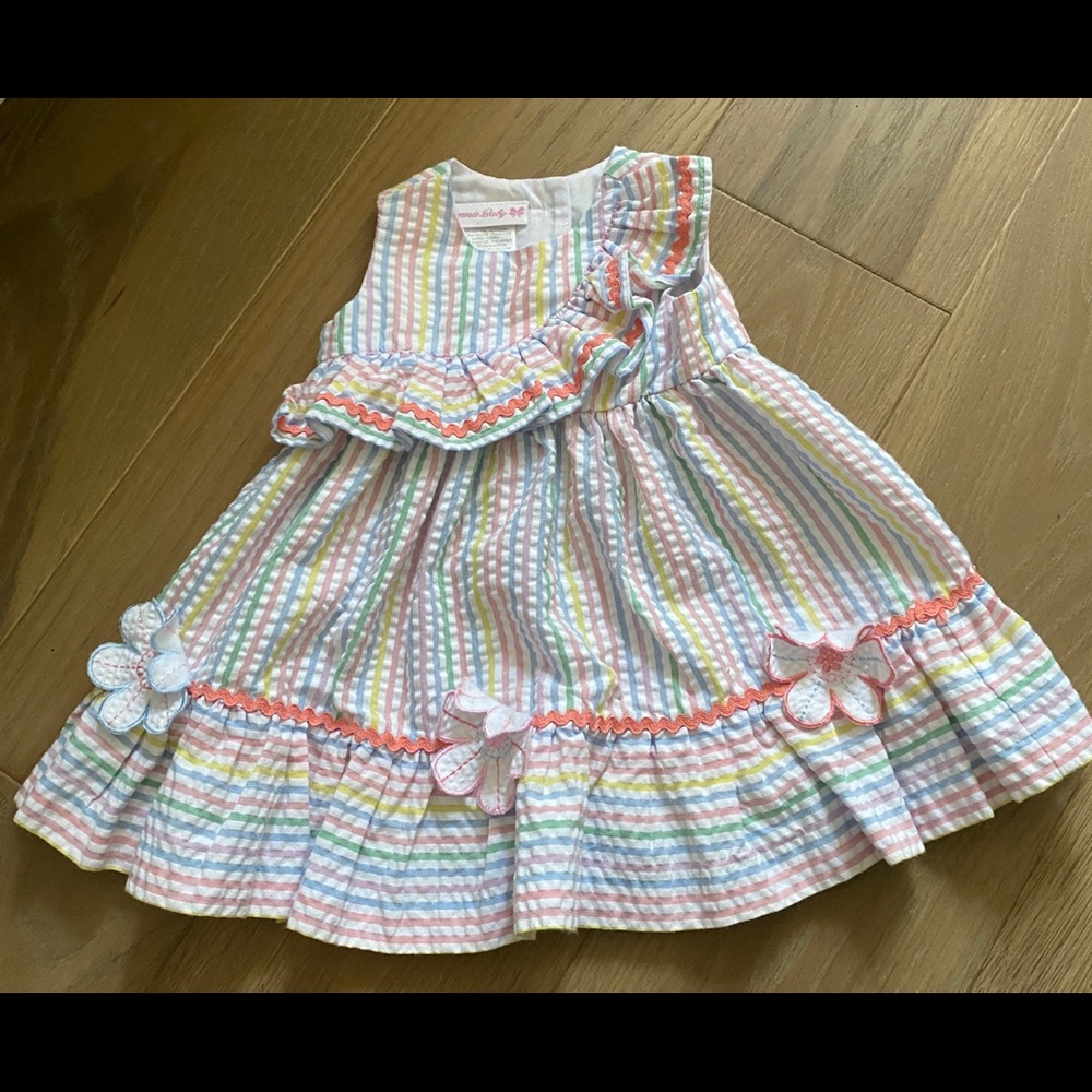 Bonnie Baby sear sucker multi color dress - 6 to 9 month - spring easter dress